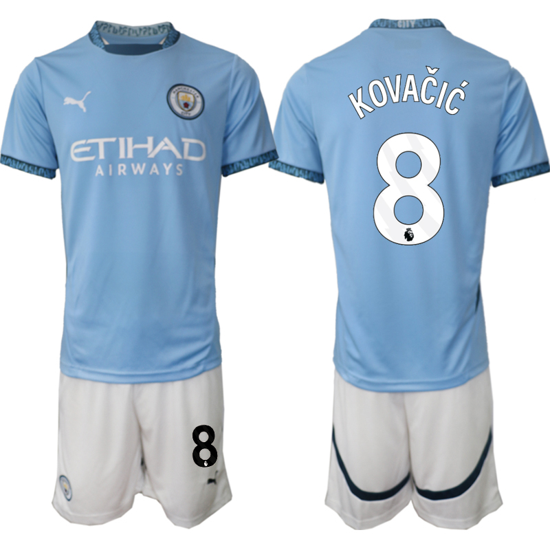 Men 2024-2025 Club Manchester City home blue #8 Soccer Jersey->manchester city jersey->Soccer Club Jersey